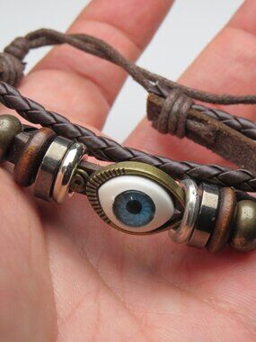 Good Luck Eye Leather Bracelet